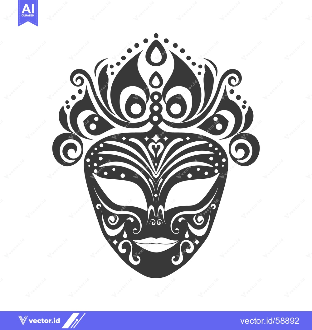 Premium Vector of An Ornate Black Carnival Mask With Decorative Floral Elements