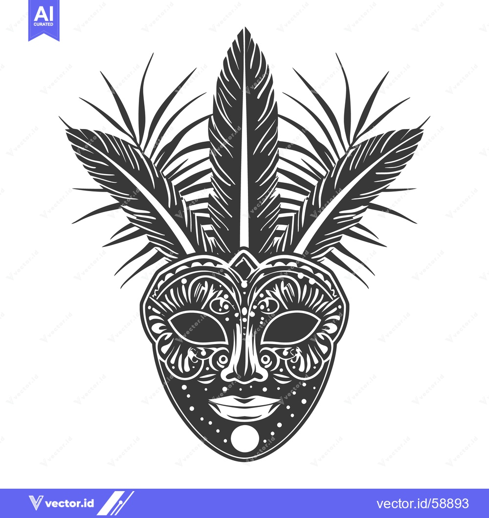 Premium Vector dari Detailed illustration depicting an ornamental masquerade mask with fea