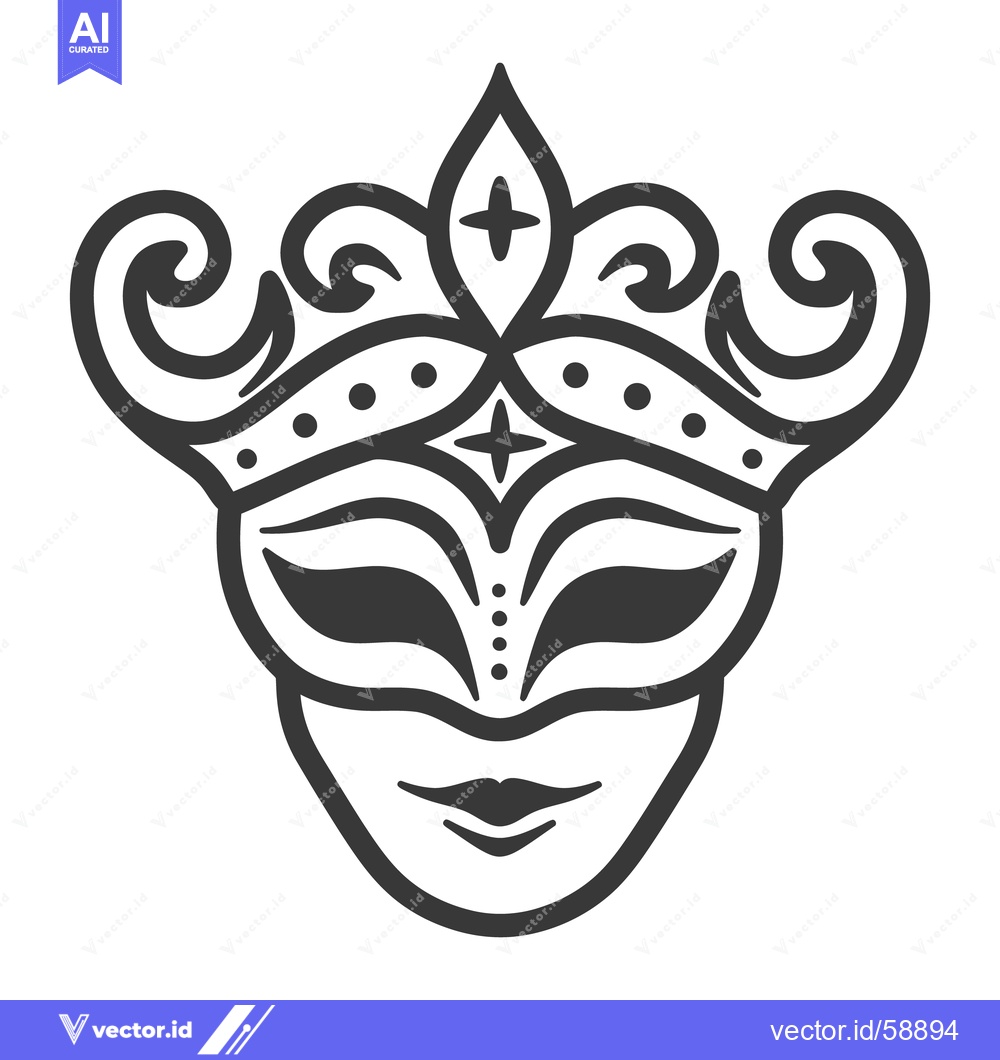 Premium Vector of An ornate black and white decorative masquerade mask design
