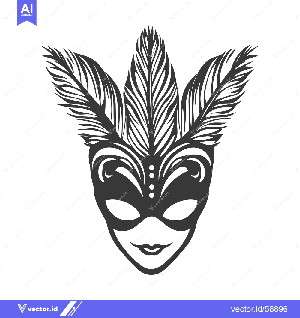 Premium Vector dari An elegant decorative mask with ornamental feathers atop its surface