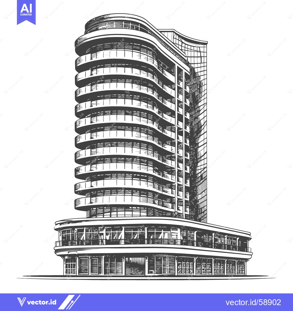 Premium Vector dari Modern High Rise Apartment Building Design Illustration Isolated on Wh