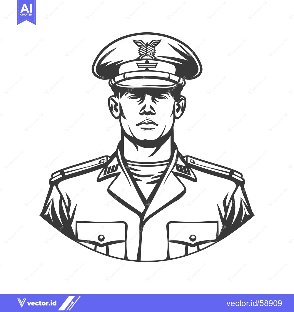 Premium Vector of An illustration of a military officer wearing a uniform and cap
