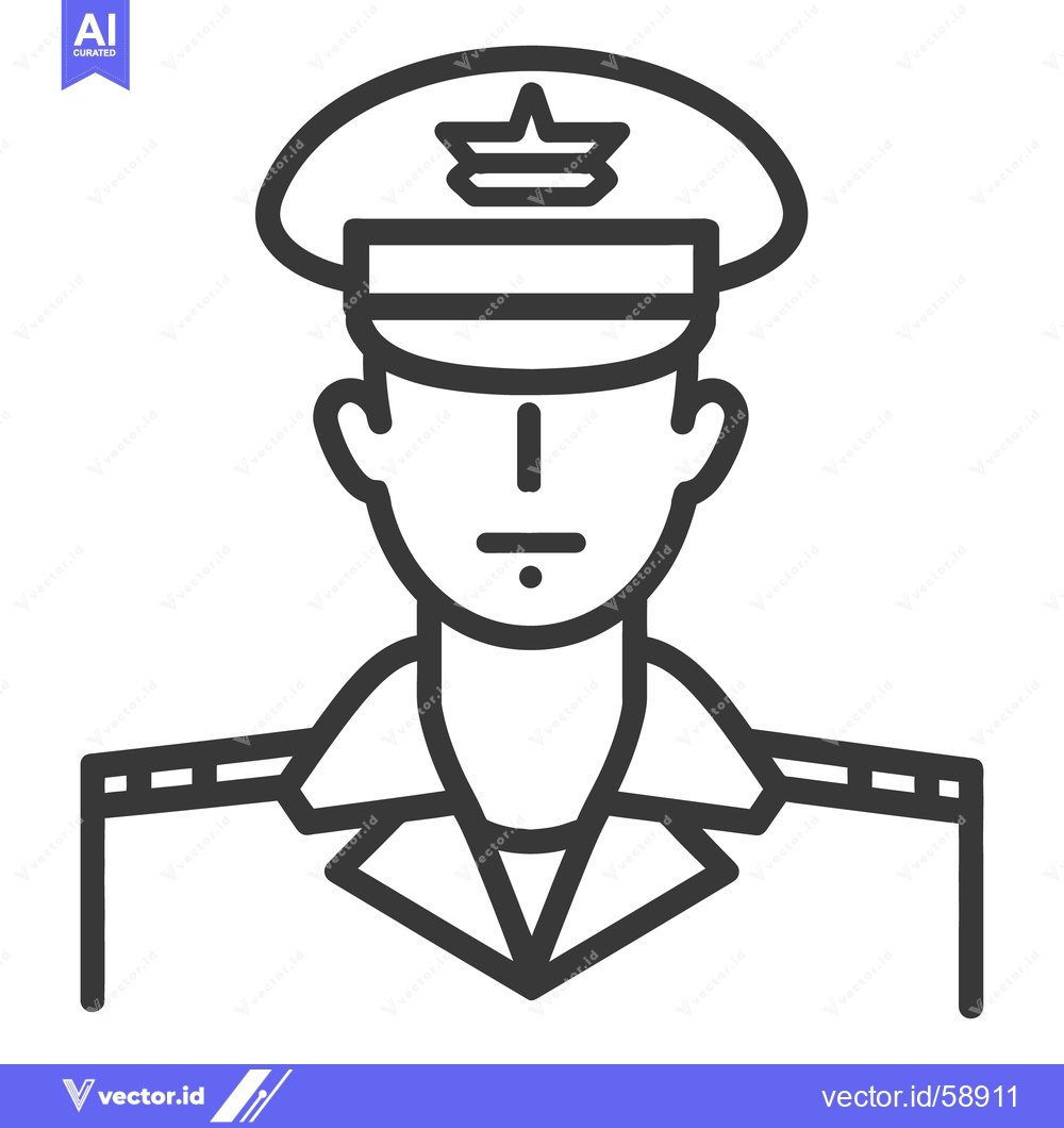 Premium Vector of A simple line drawing depicting a person in a uniform and hat