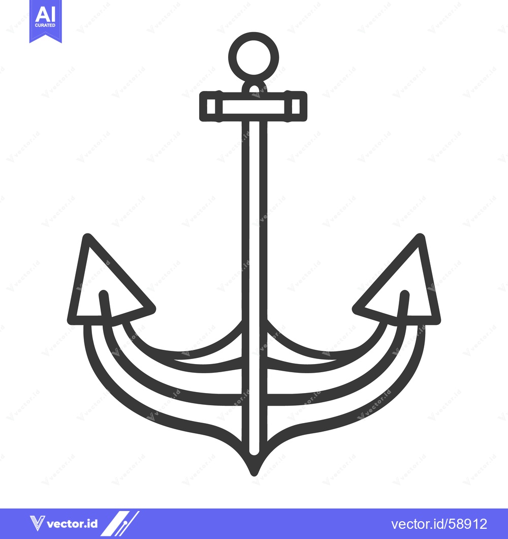 Premium Vector dari A simplified black line art representation of a nautical anchor