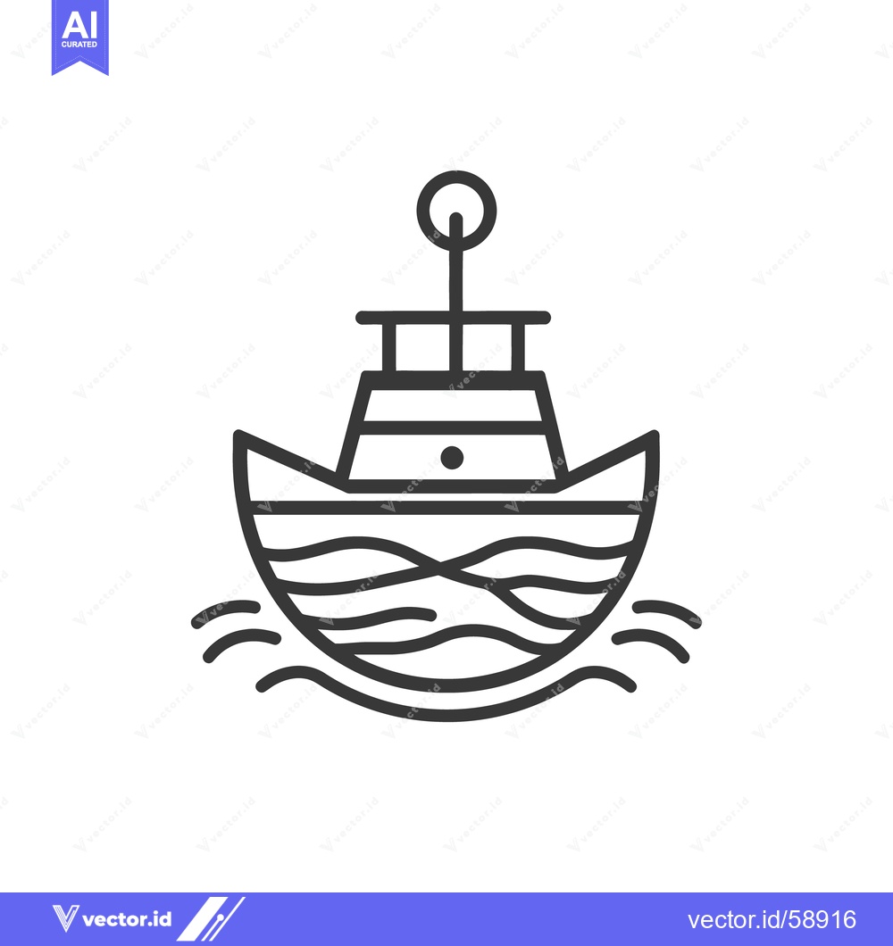 Premium Vector dari Simplified line drawing depicting a small boat on the ocean water