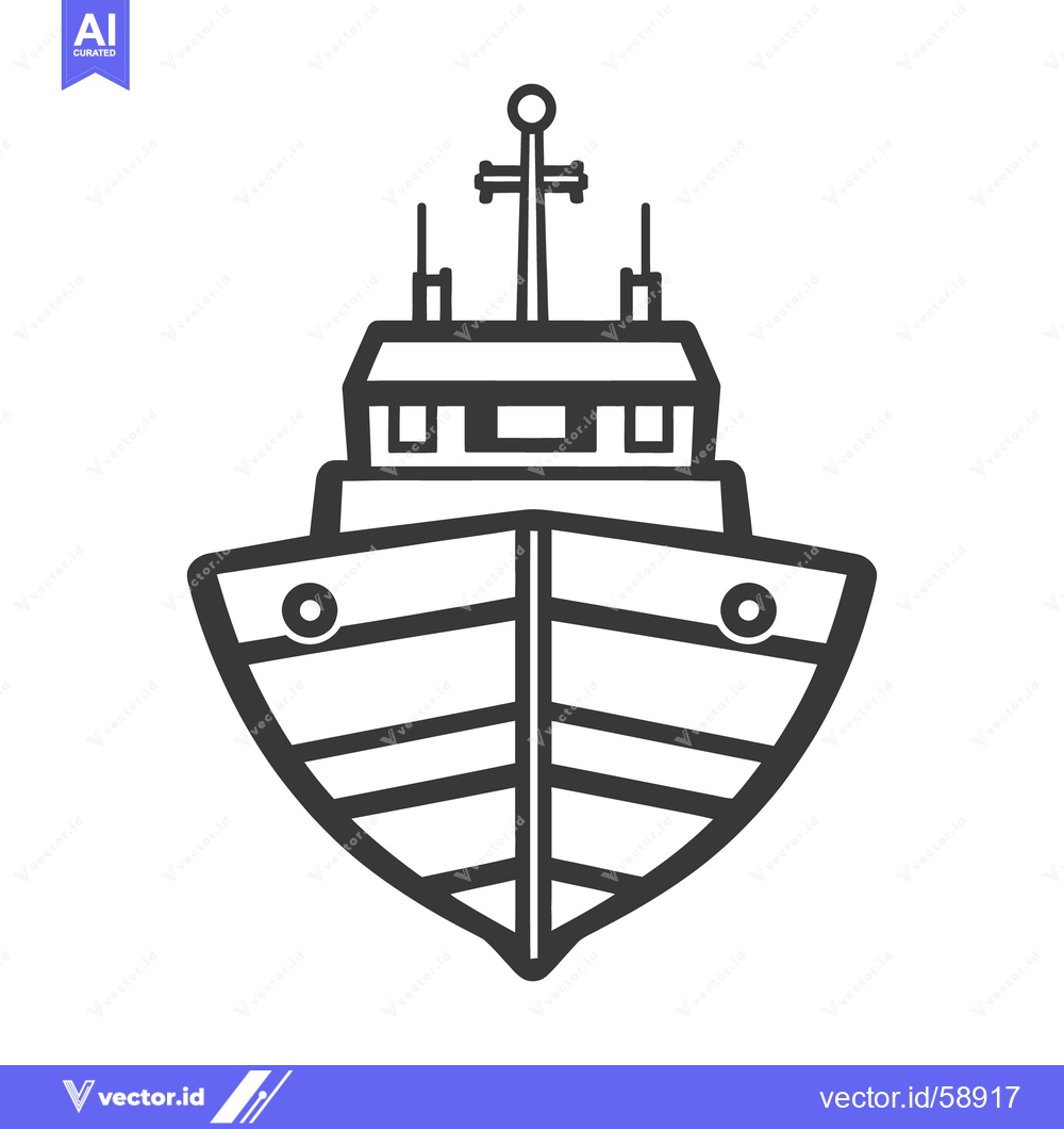 Premium Vector of A front facing line art depiction of a maritime vessel