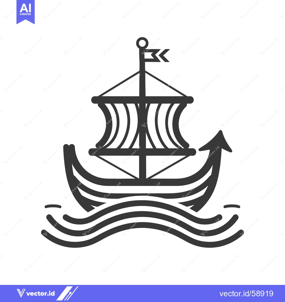 Premium Vector dari A simple illustration of a stylized boat sailing on waves