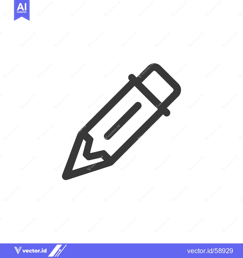 Premium Vector of Simple Pencil Icon: Bold Outline on White Background, Minimalist Desig