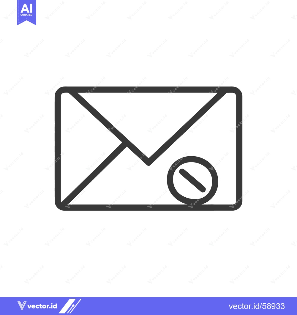Premium Vector of Blocked Email Icon: Simple Outline of Envelope with Prohibition Symbol