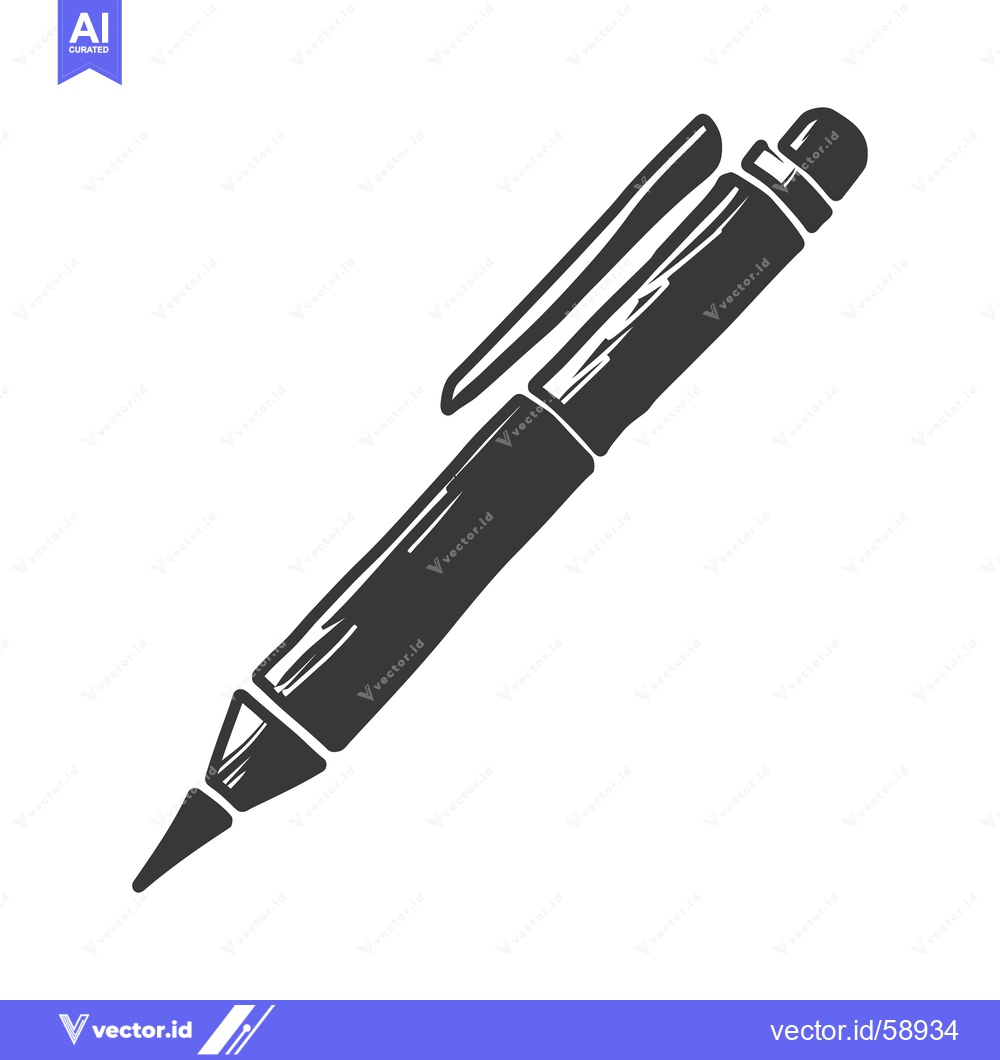 Premium Vector of A simple illustrated drawing of a black ballpoint pen