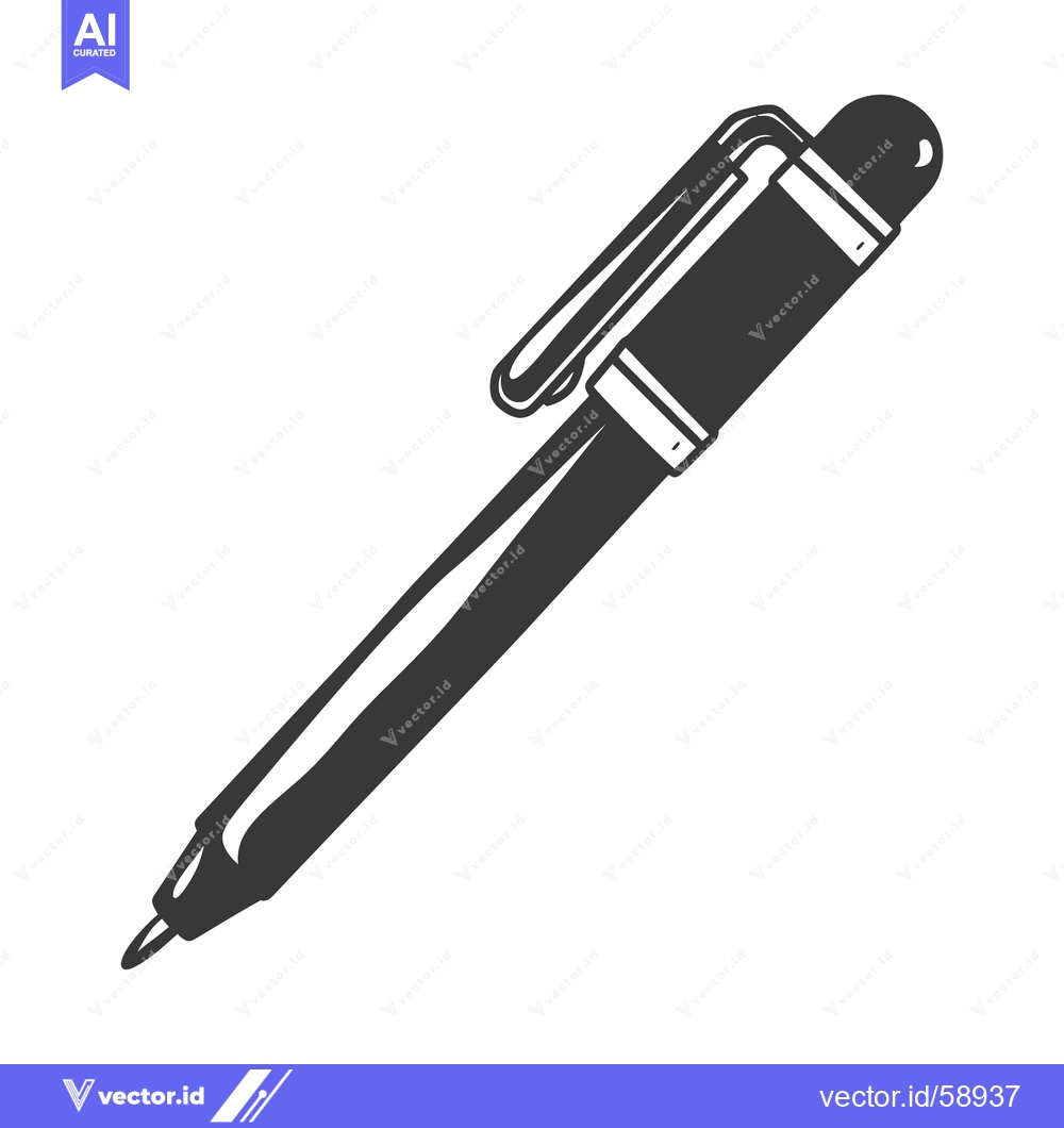 Premium Vector of A single black and white illustration of a ballpoint pen