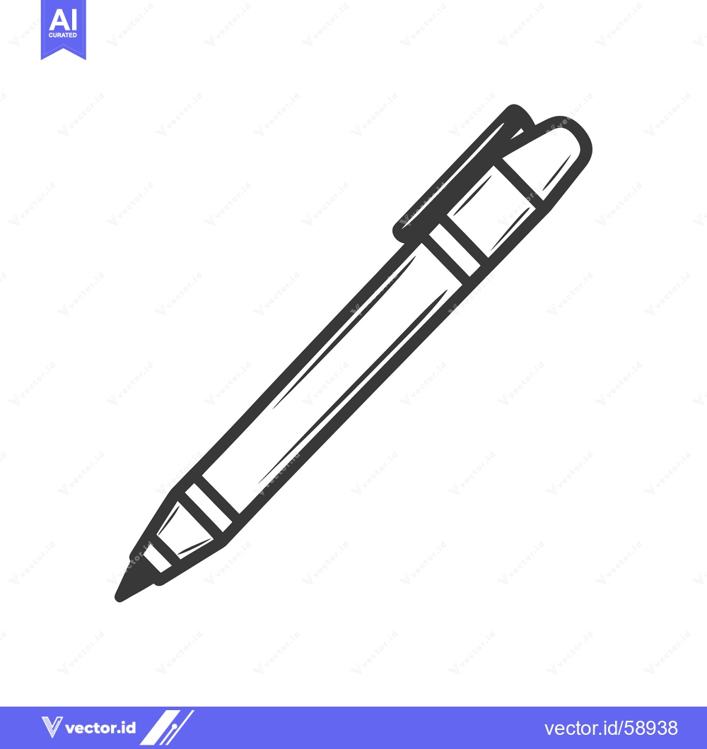 Premium Vector of A single black and white ballpoint pen is angled across the frame