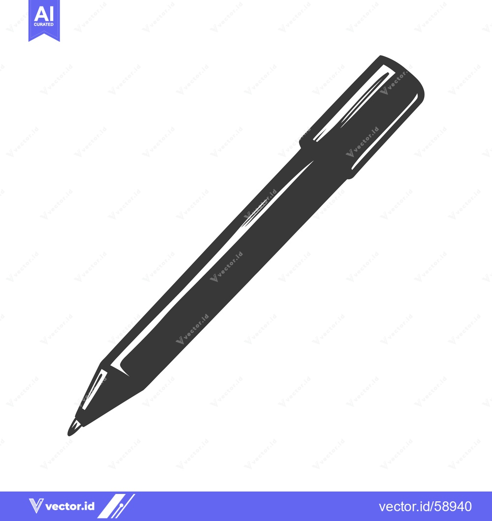 Premium Vector dari A black felt tip marker displayed against a white background
