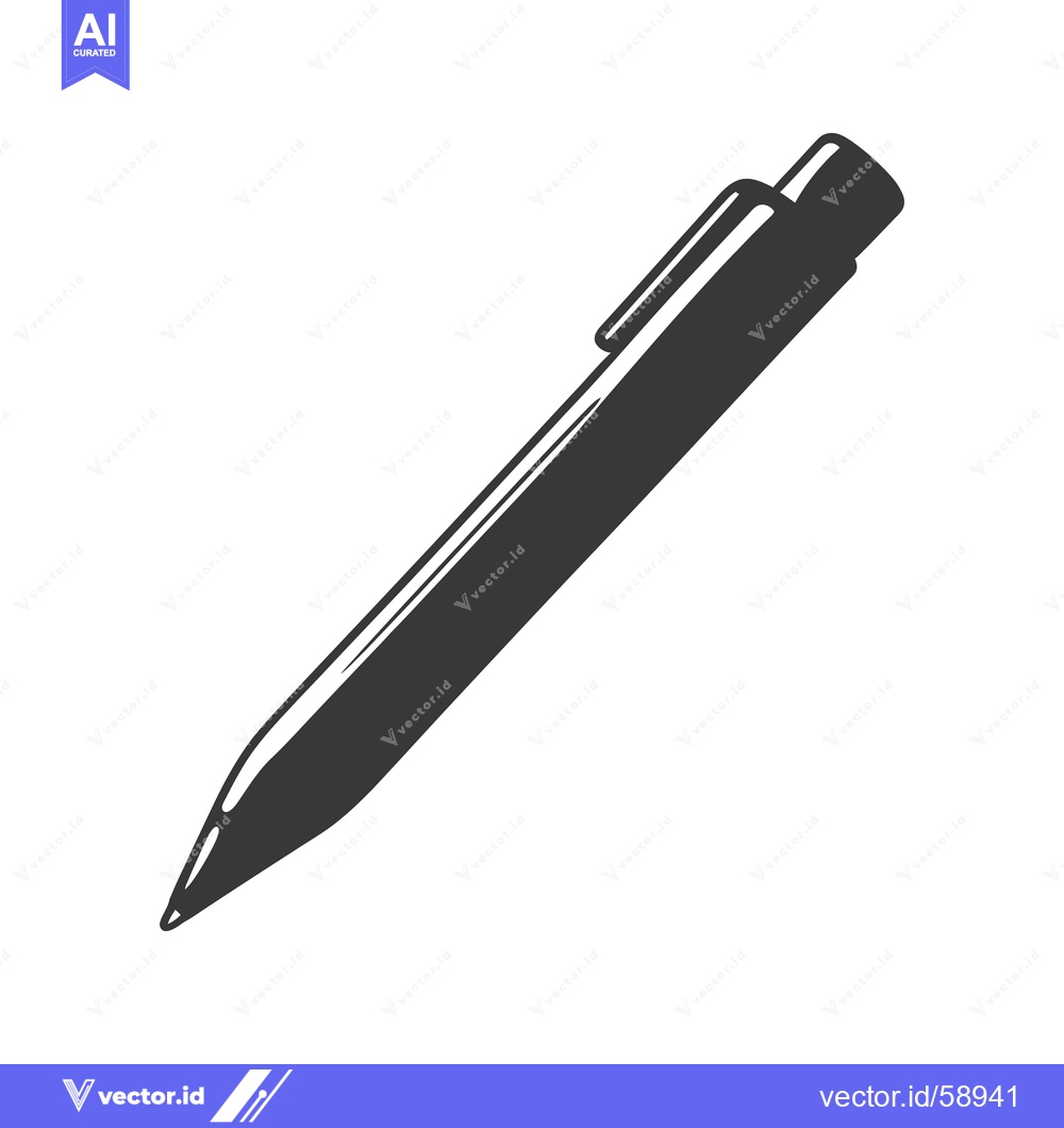 Premium Vector of An isolated black ballpoint pen laying at a slight diagonal angle