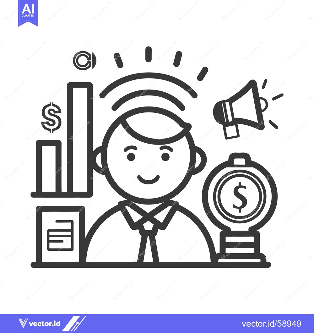 Premium Vector of A business person is thinking about market growth and success