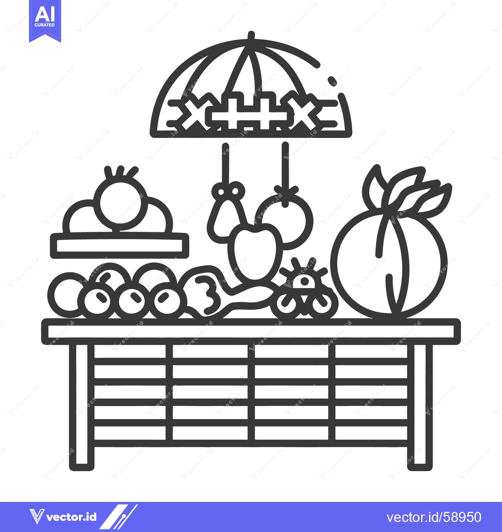Premium Vector dari A market stall displays fresh fruits and produce for sale