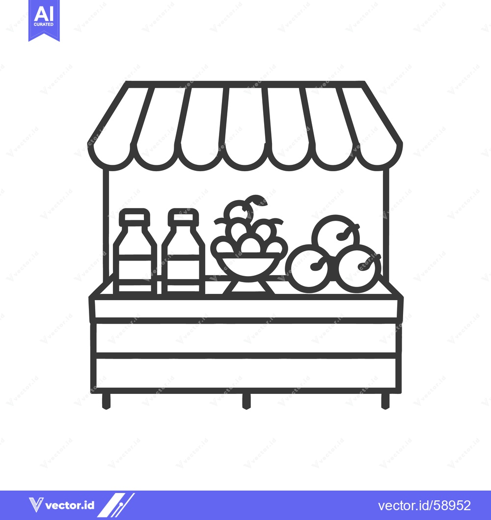 Premium Vector dari A fruit stand displays fresh produce and bottled beverages for sale