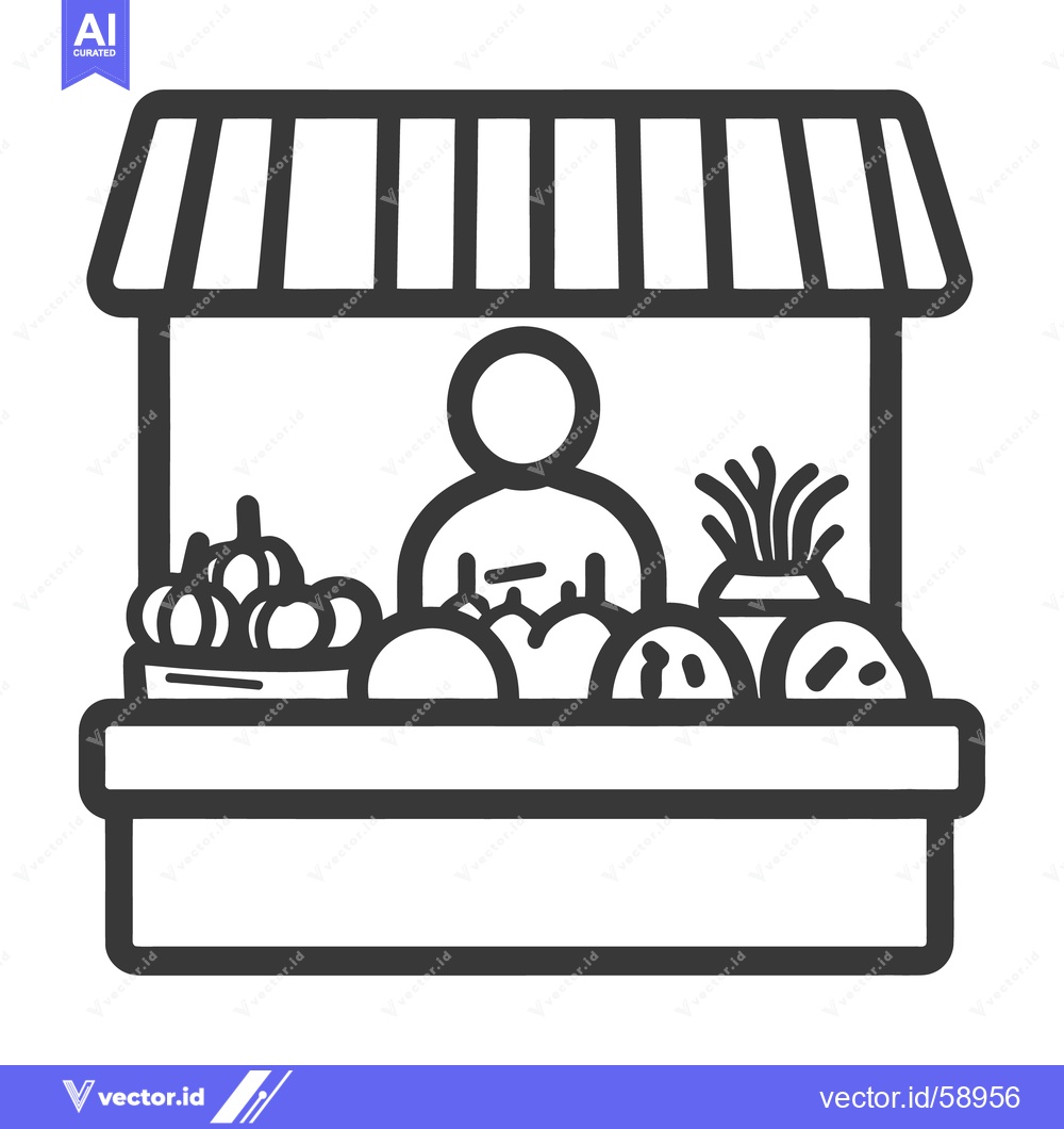Premium Vector of A simple farmers market stand selling various fresh produce