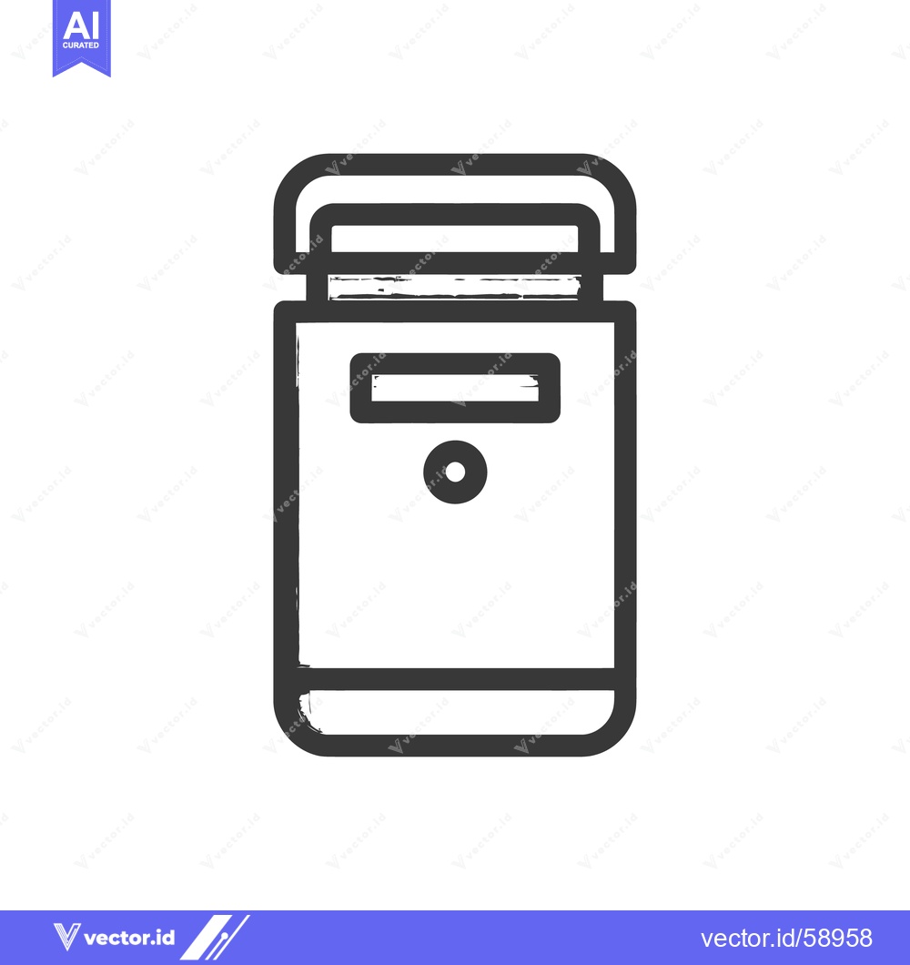 Premium Vector dari Minimalist Mailbox Icon with Grunge Texture, Isolated on White Backgro