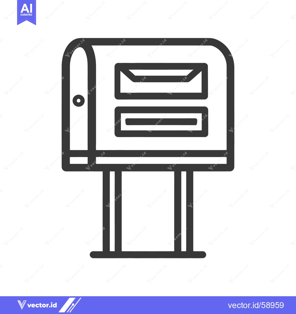 Premium Vector of Minimalist Mailbox Icon: Clean Line Art Illustration on White Backgrou