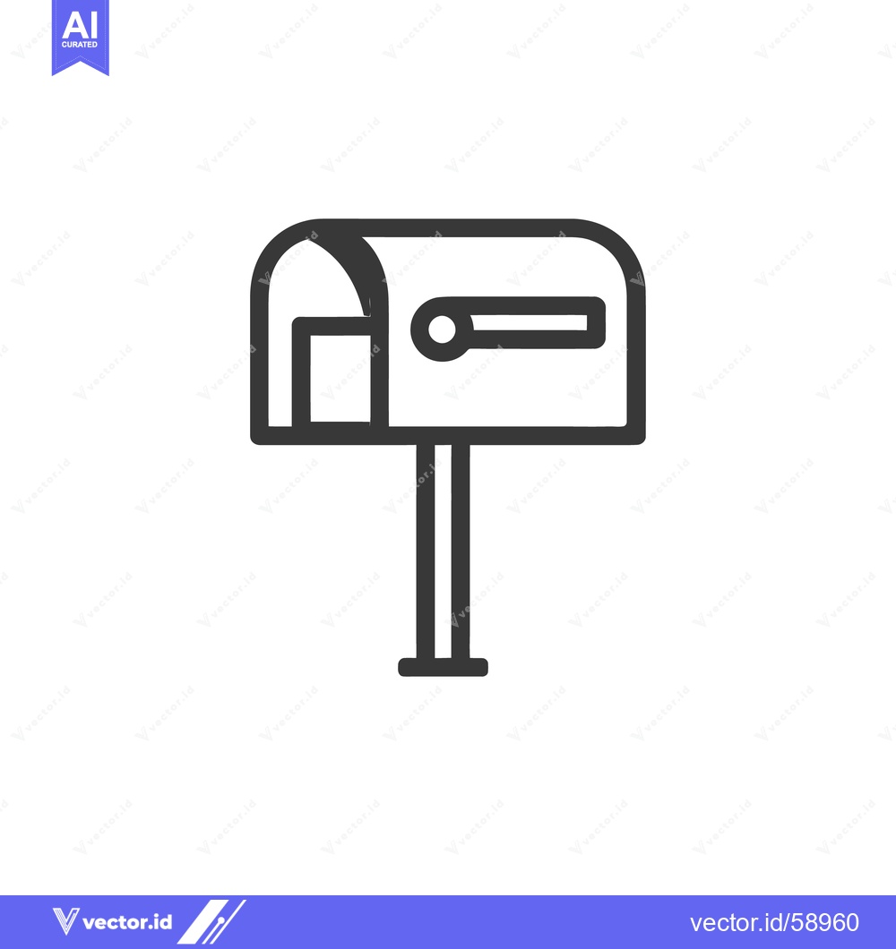 Premium Vector of Simple Mailbox Icon: Clean Line Art Illustration on White Background