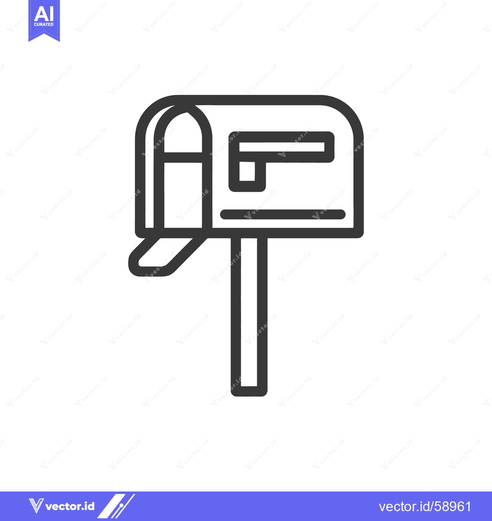 Premium Vector of Minimalist Mailbox Icon: Clean Line Art on White Background