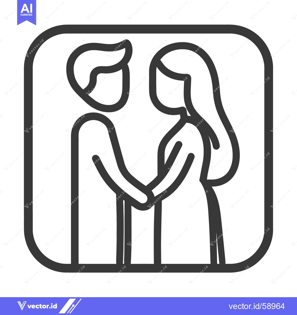 Premium Vector dari Two people holding hands inside of a square outline
