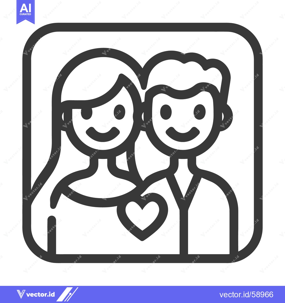 Premium Vector dari A stylized image depicts a couple with a heart symbol