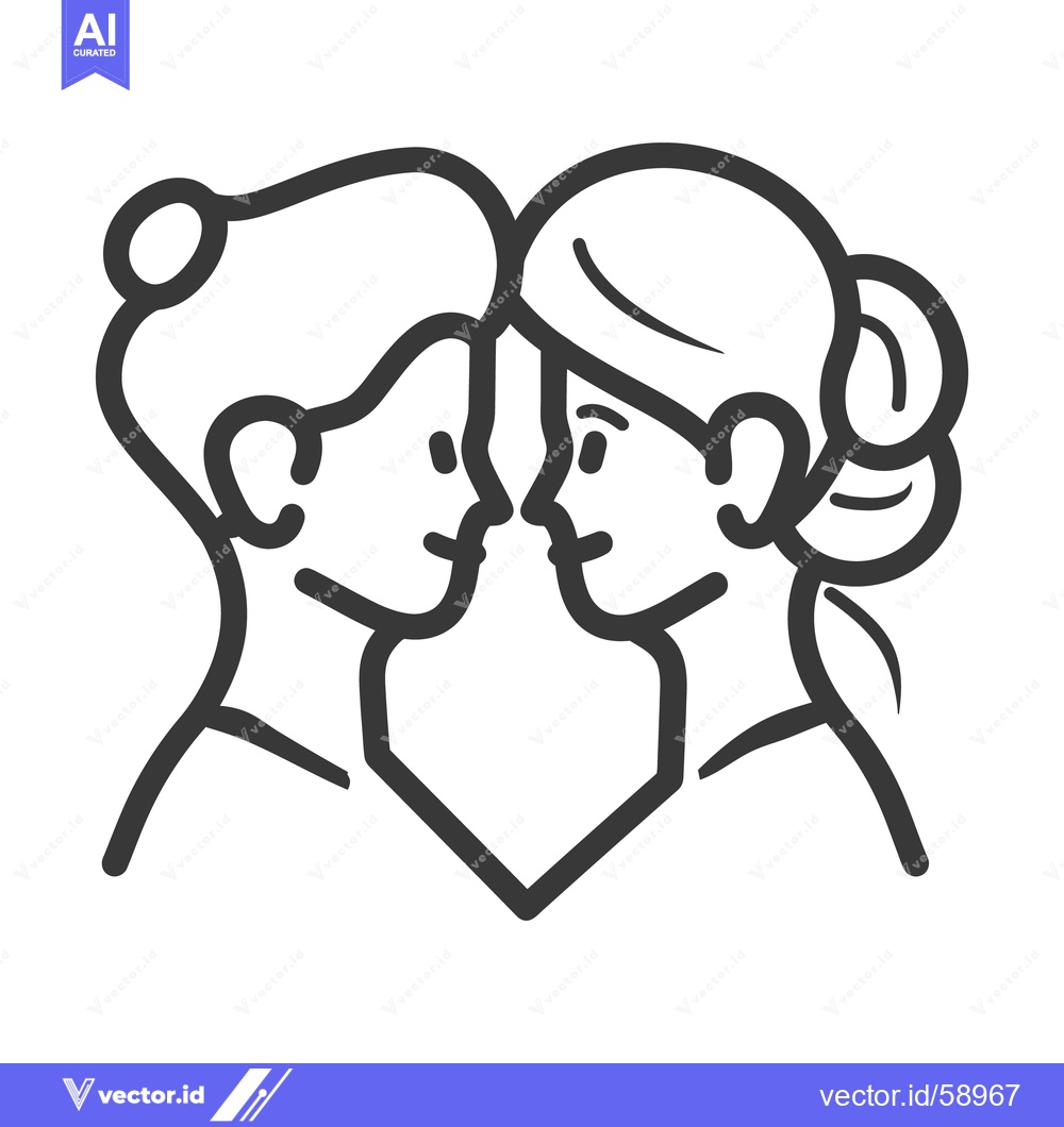 Premium Vector of Two women face each other close resembling a heart shape