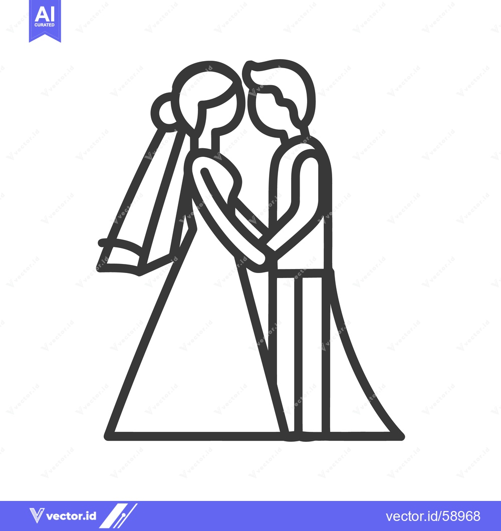 Premium Vector of A Bride and Groom Standing Close Holding Each Others Hands