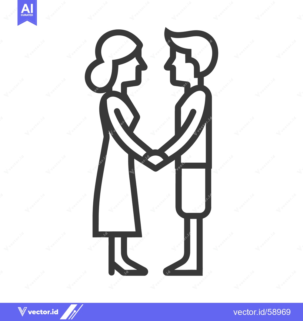 Premium Vector dari Two people holding hands facing each other in profile