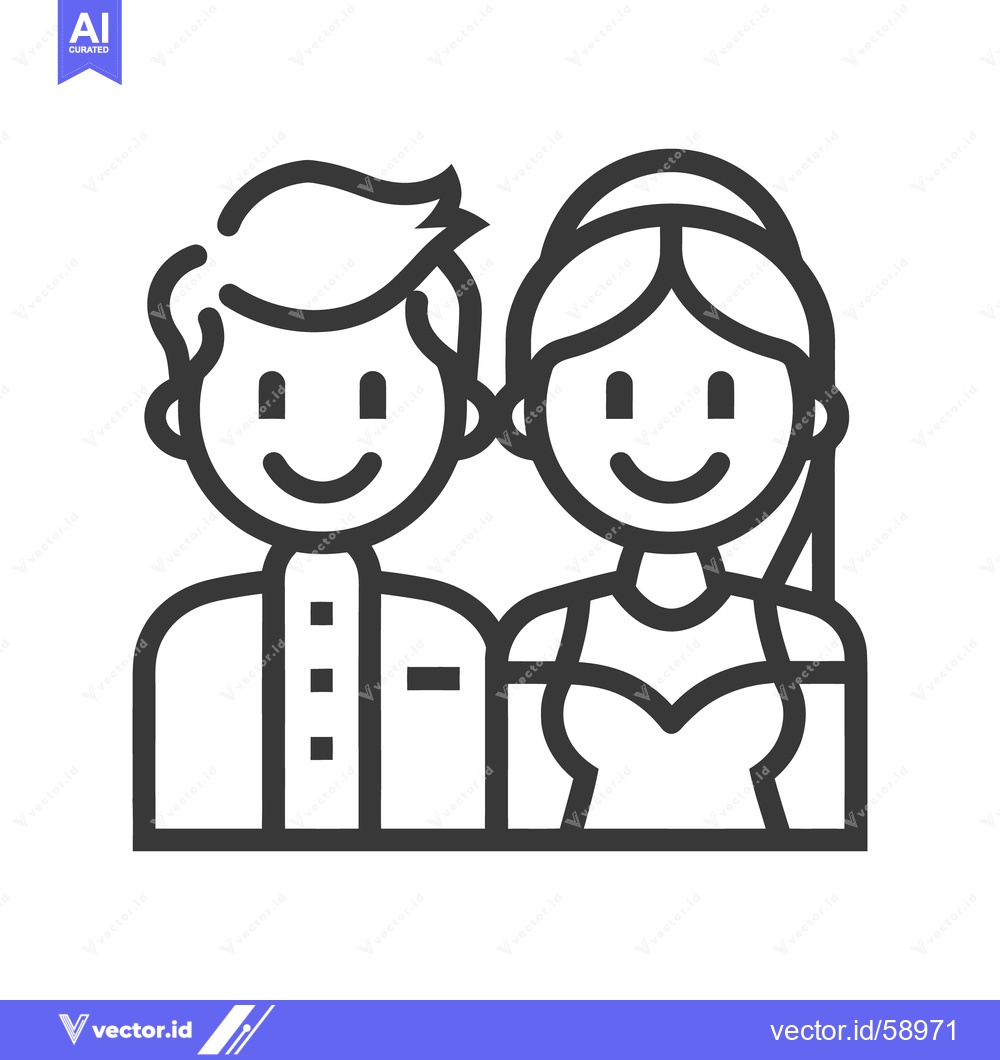 Premium Vector dari An illustrated black and white image of a smiling couple