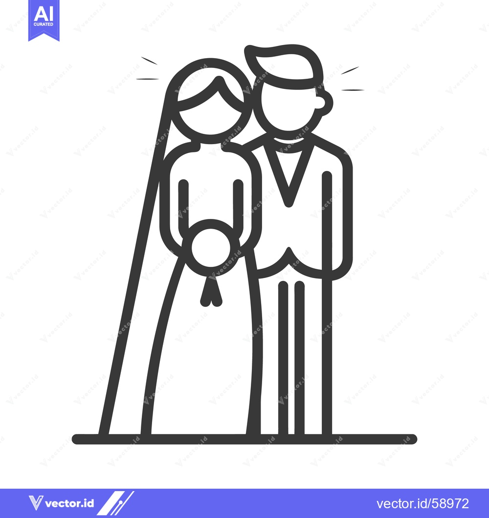 Premium Vector of A Line Drawing Depicting a Newly Married Couple Together
