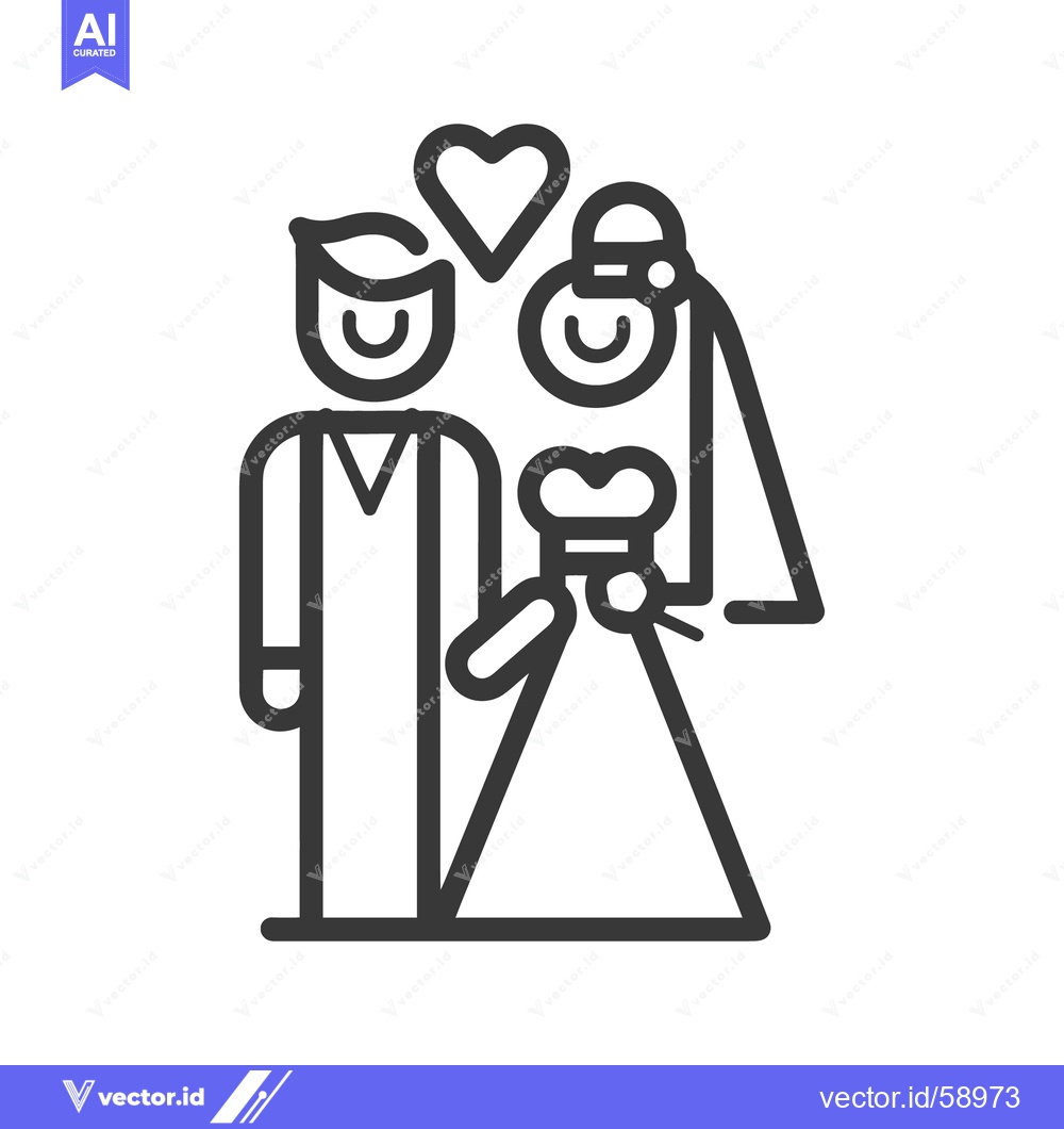 Premium Vector dari A black and white simple illustration of a wedding couple with love
