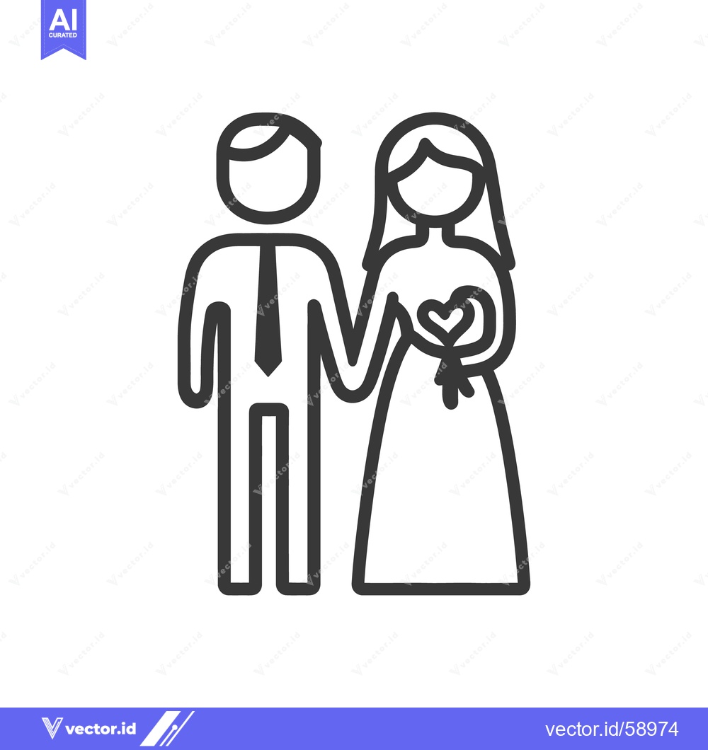 Premium Vector of Two people holding hands wearing formal clothing at their wedding