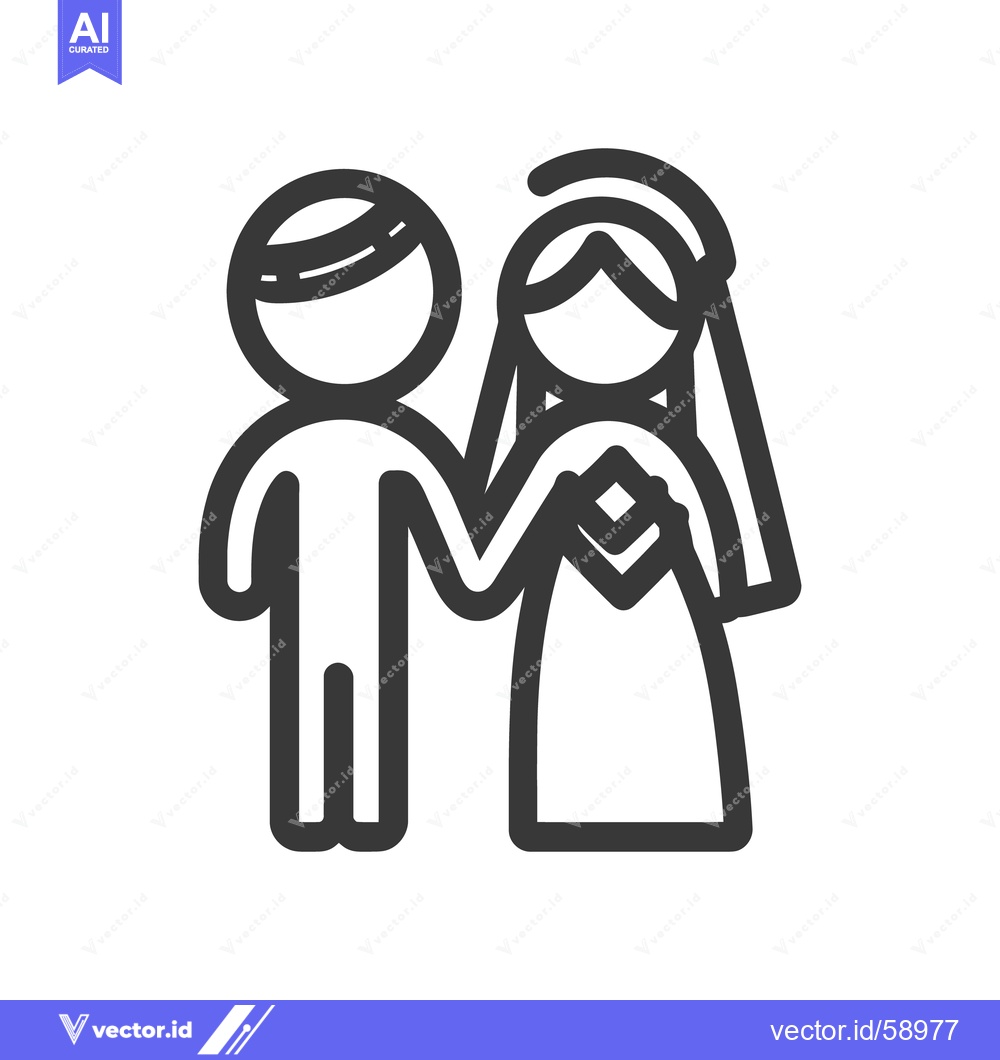 Premium Vector dari Two stick figures holding hands representing a wedding couple