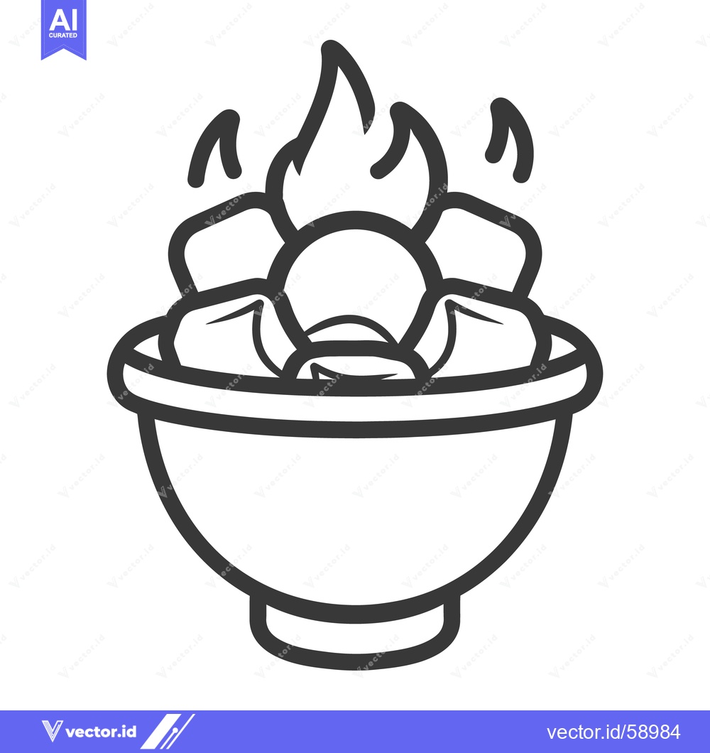 Premium Vector of A bowl with stylized flames coming from above the contents