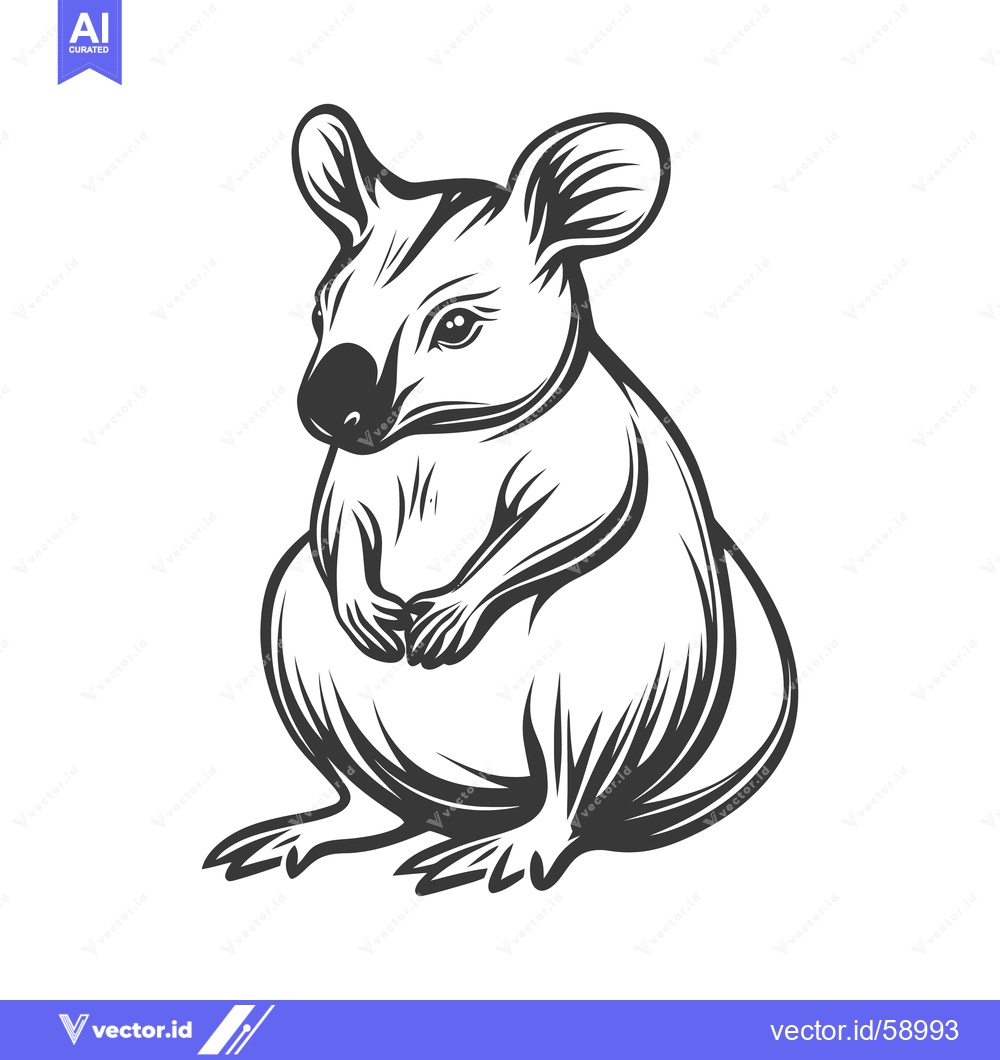 Premium Vector of A stylized black and white illustration of a rodent animal