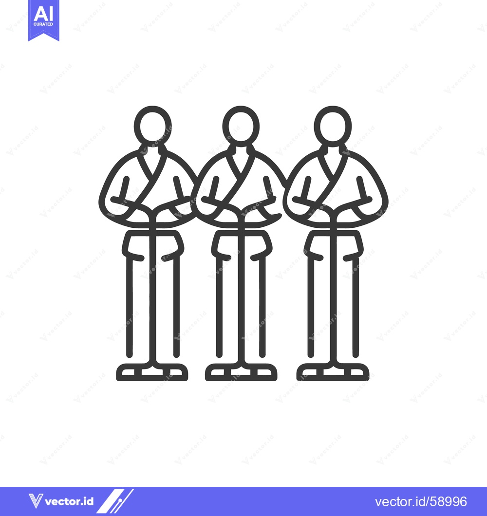 Premium Vector dari Three figures in robes standing in a line with clasped hands