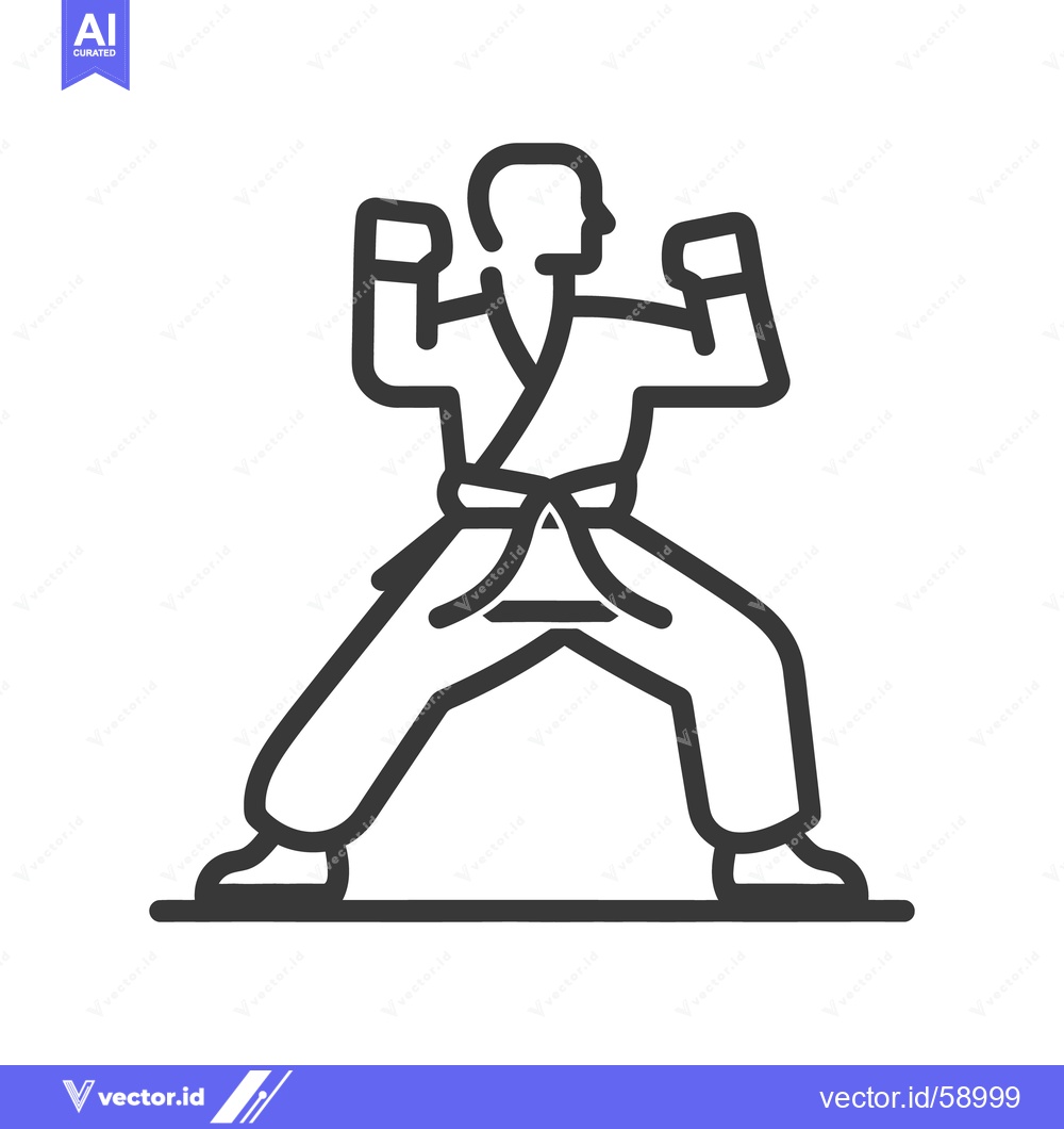 Premium Vector dari A single black line drawing showing a person in fighting stance