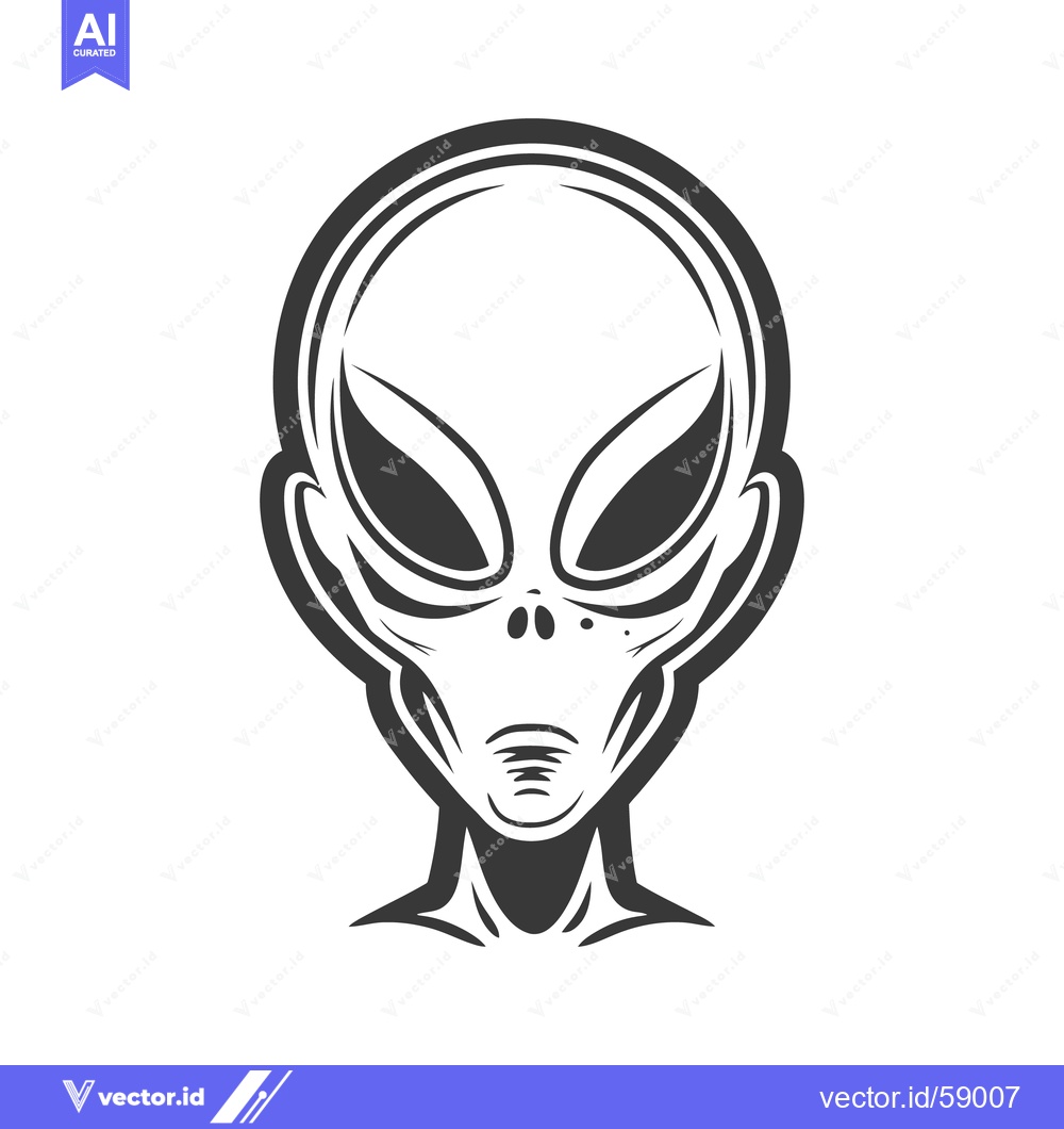 Premium Vector dari A graphic illustration of an extraterrestrial being with large eyes