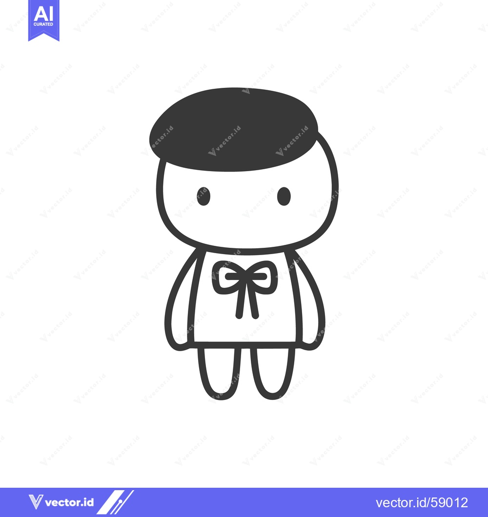 Premium Vector of Simple cartoon character illustration with a hat and a decorative bow