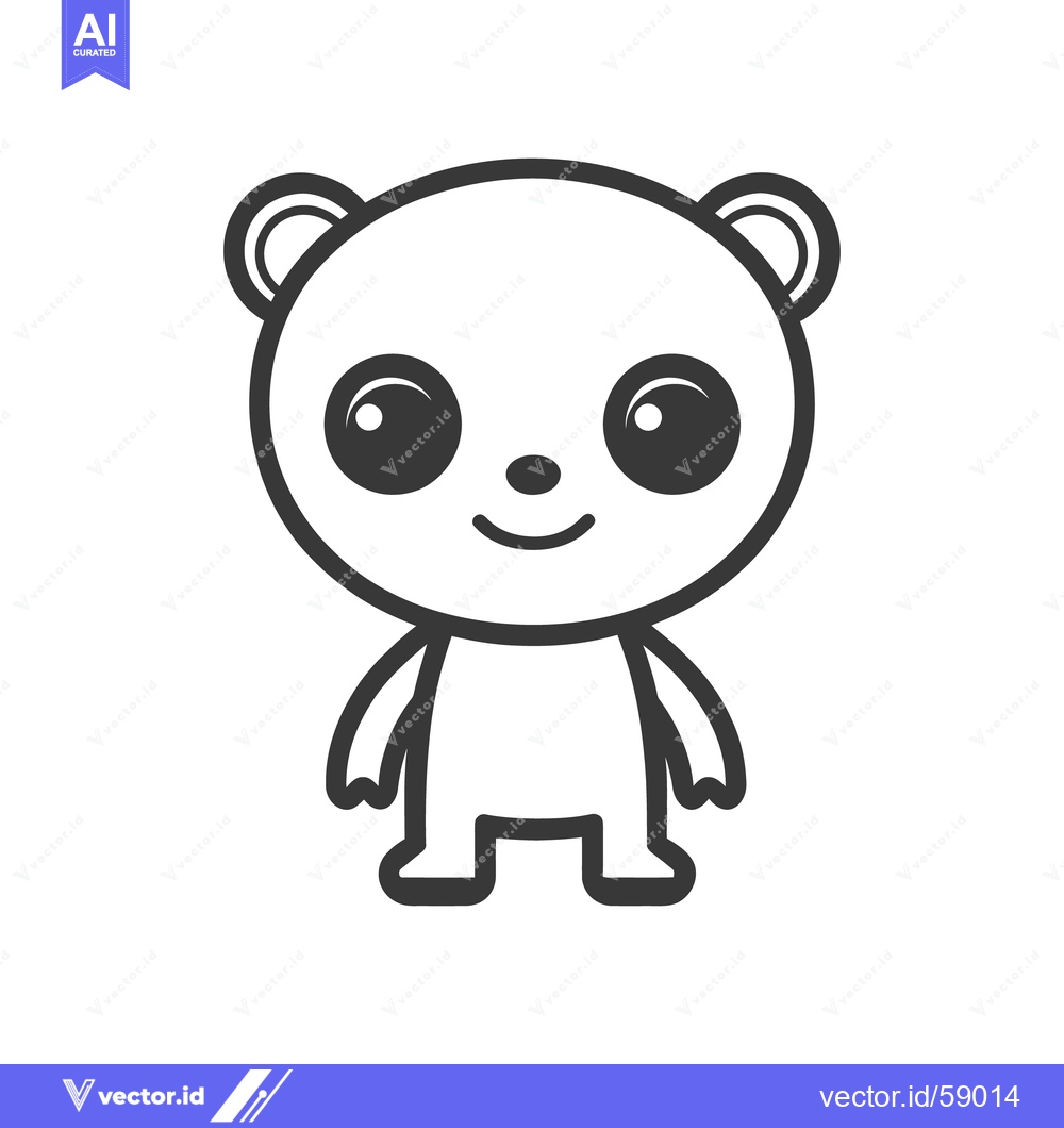 Premium Vector dari A smiling cartoon bear character standing upright with large eyes