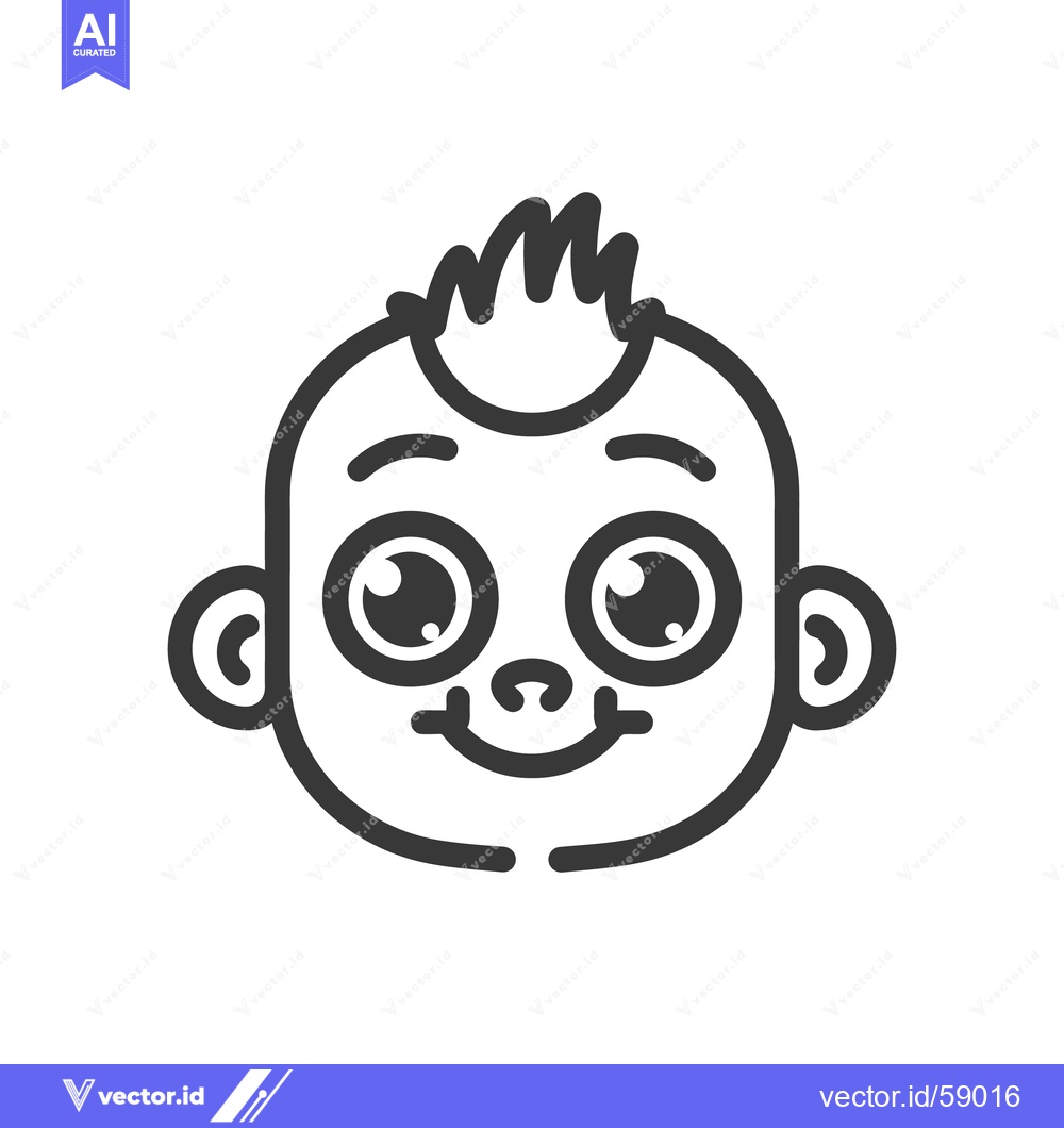Premium Vector dari A stylized cartoon illustration of a smiling infant baby face