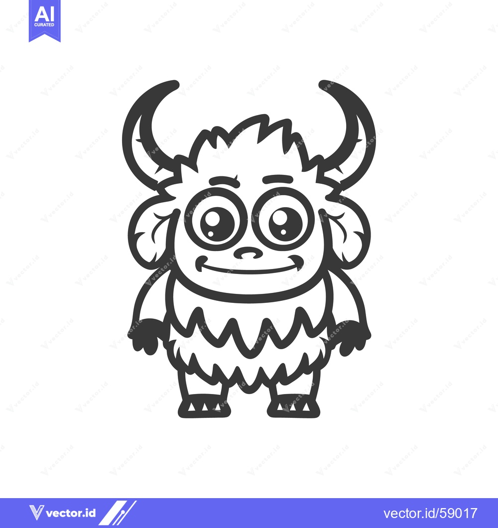 Premium Vector of A Friendly Cartoon Creature Depicted With Horns and A Wide Grin