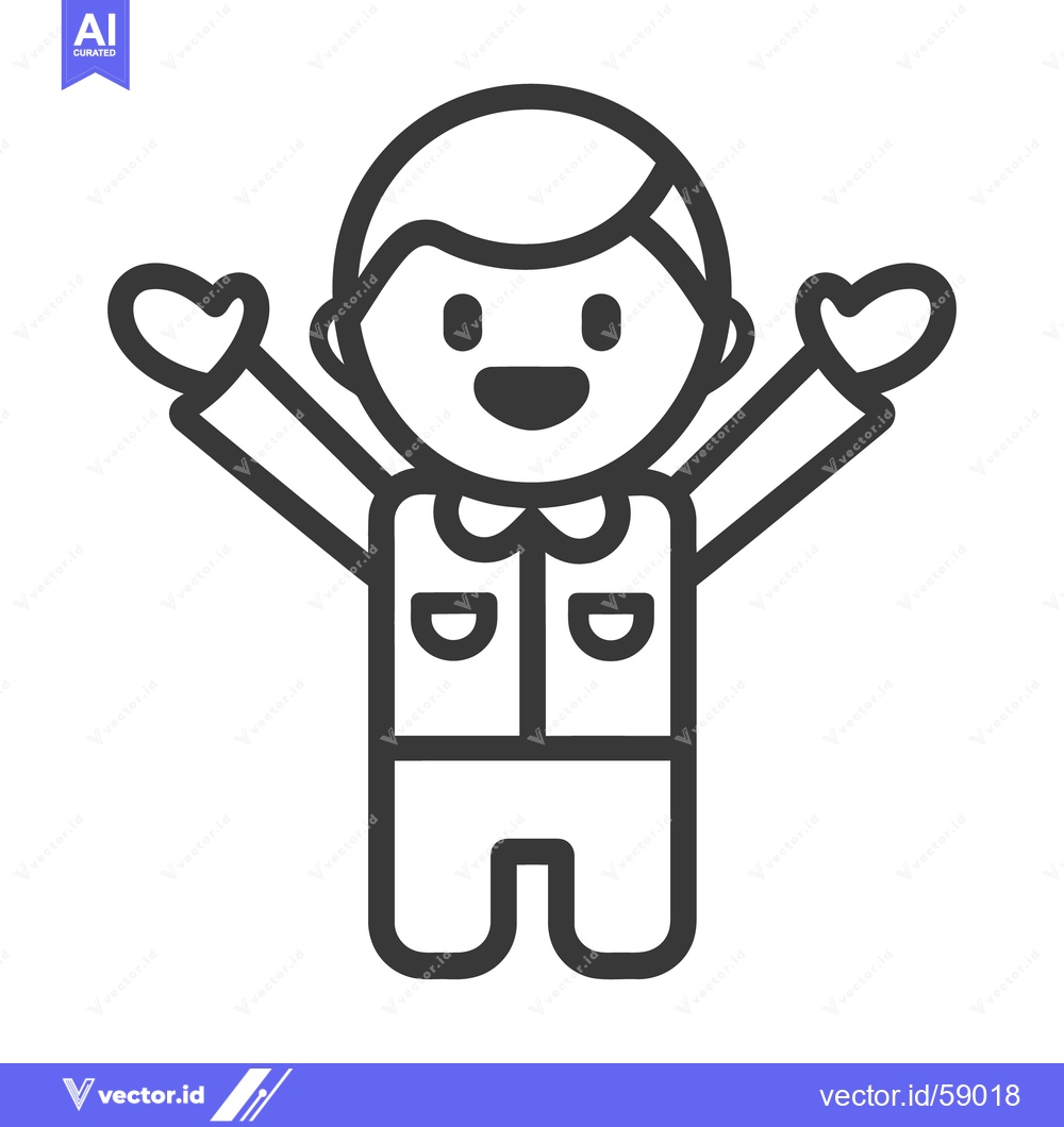 Premium Vector of An illustrated person with raised arms appears happy and cheerful