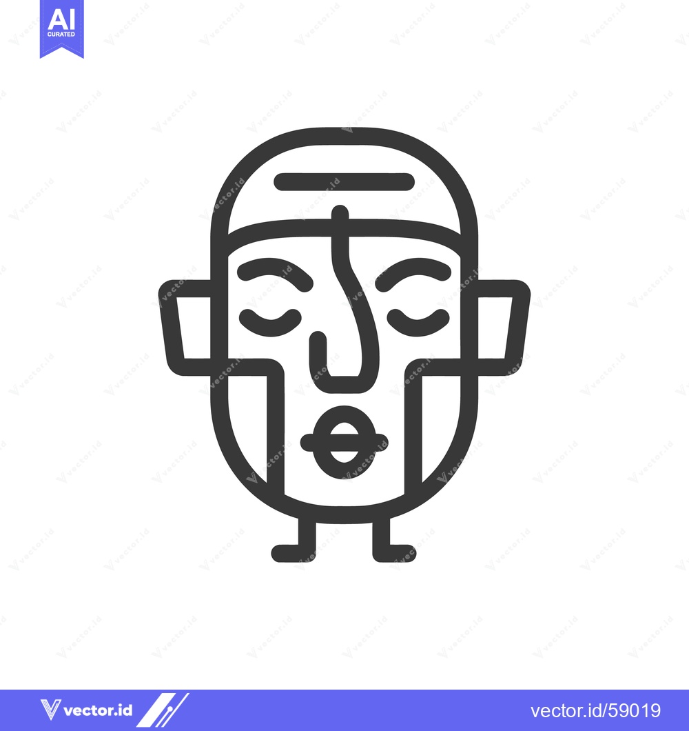Premium Vector of Simple stylized face with closed eyes and neutral expression
