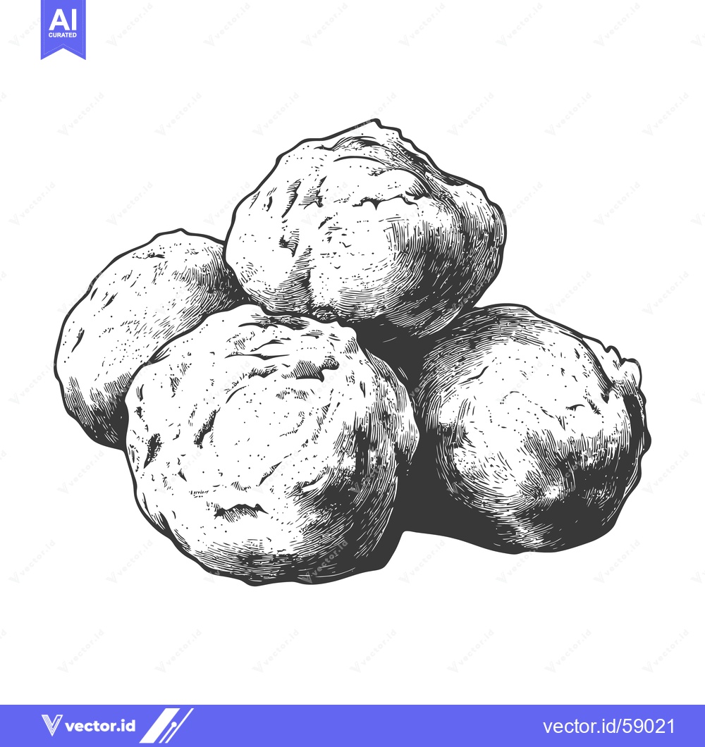 Premium Vector dari A vintage illustration shows a pile of breaded food items