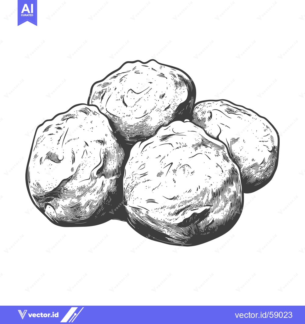Premium Vector dari A monochrome illustration of a pile of rounded potato shapes