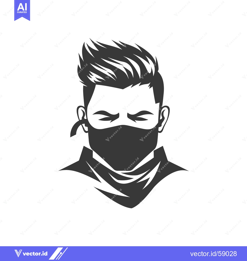Premium Vector dari Masked Man with Spiky Hair and a Scarf